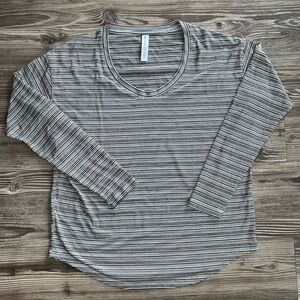 Athleta Cloudlight Stratus Striped Top Long Sleeve Black and White